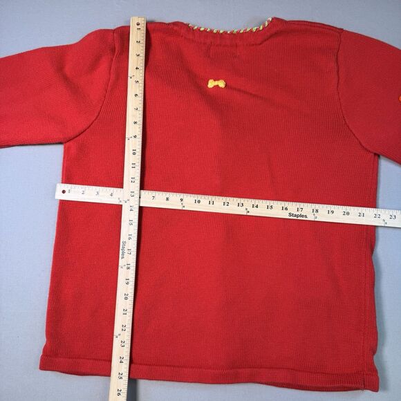 Vtg Quacker Factory Womens Large Red Colorful Dogs Cardigan Sweater Buttons - Picture 5 of 5